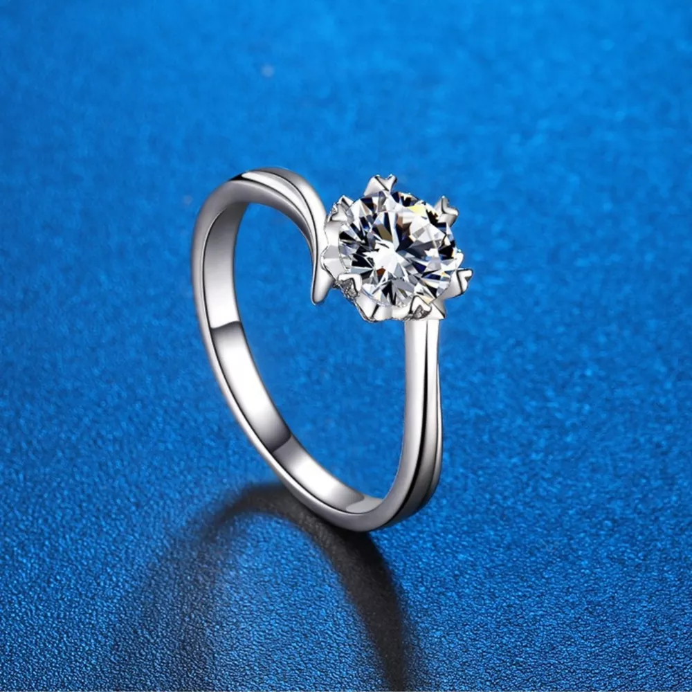 1 Carat 925 Sterling Silver Moissanite Ring, image 2