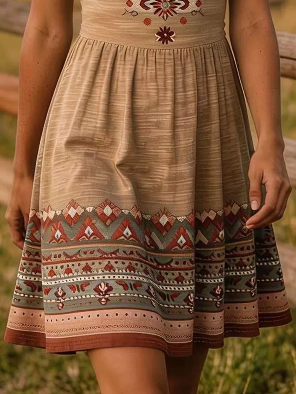 Tribal Print Sleeveless A-Line Summer Dress, image 24