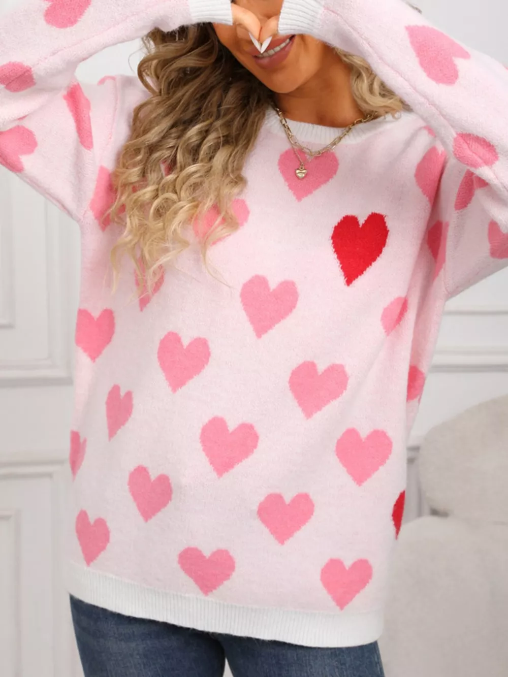 Valentine's Day Heart Crew Neck Sweater, image 5