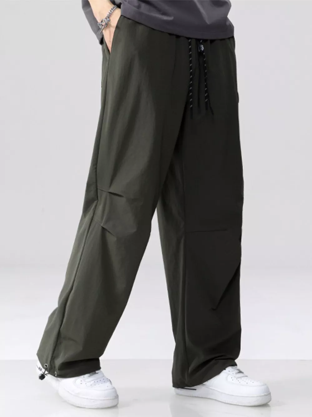 Men's Plus Size Drawstring Wide Leg Pants, image 3