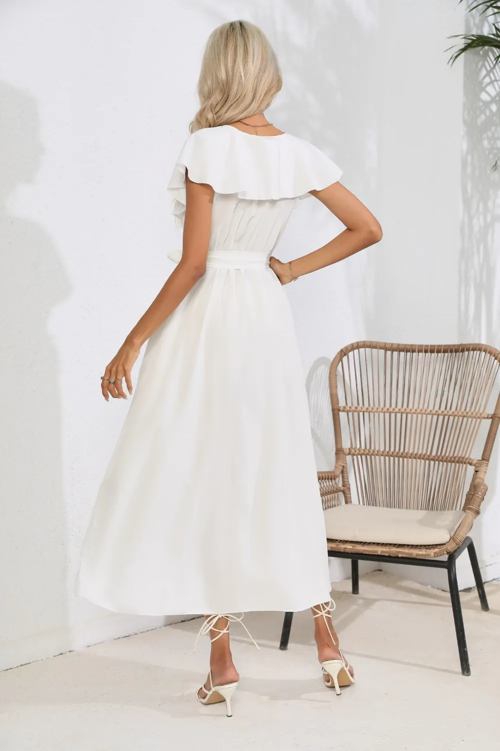 Ruffled Tied V-Neck Midi Dress, image 18