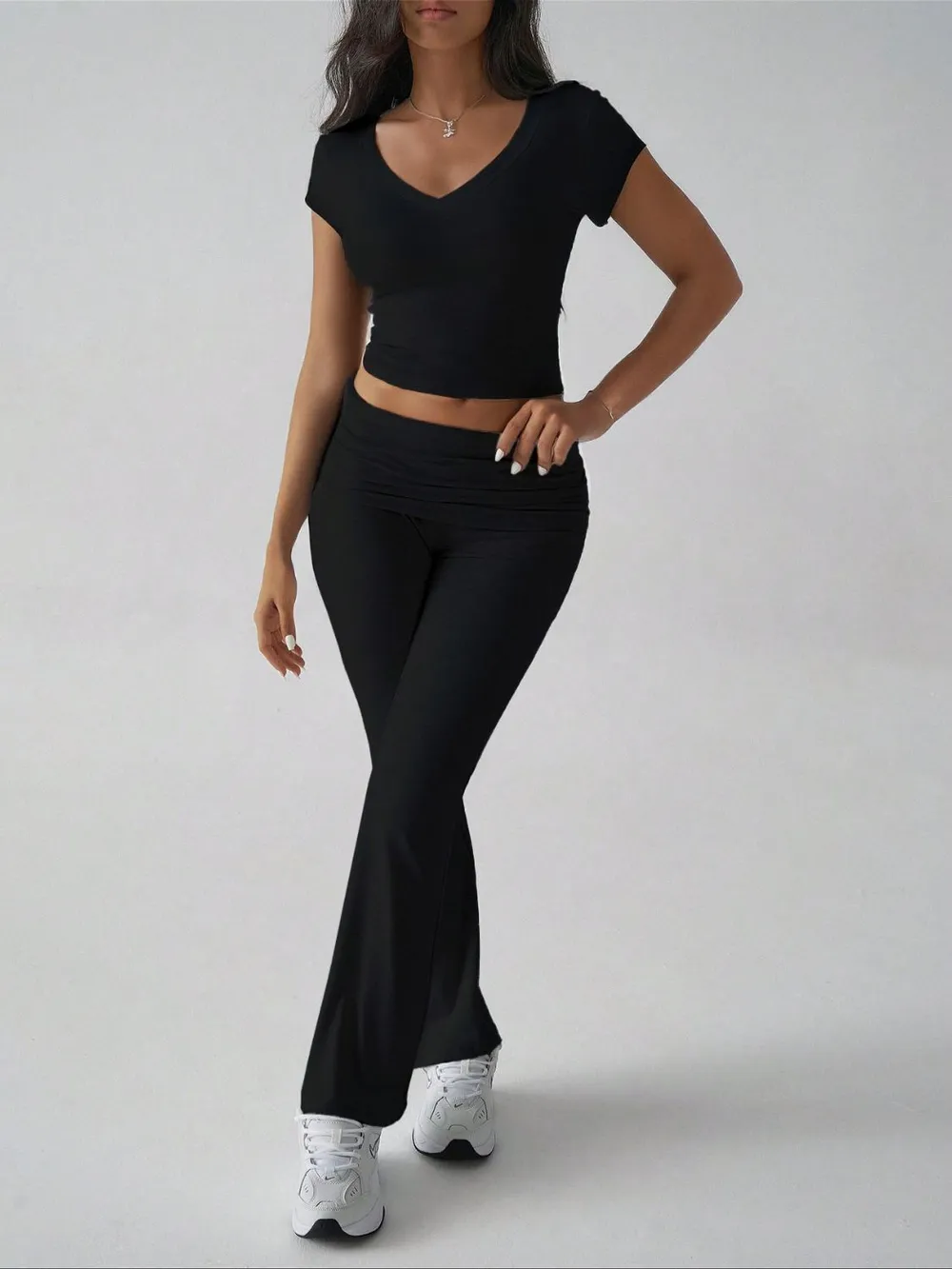 V-Neck Top and Bootcut Leggings Set, image 7
