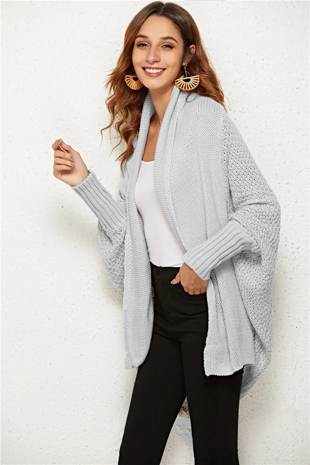 Open Front Batwing Sleeve Cardigan, image 13