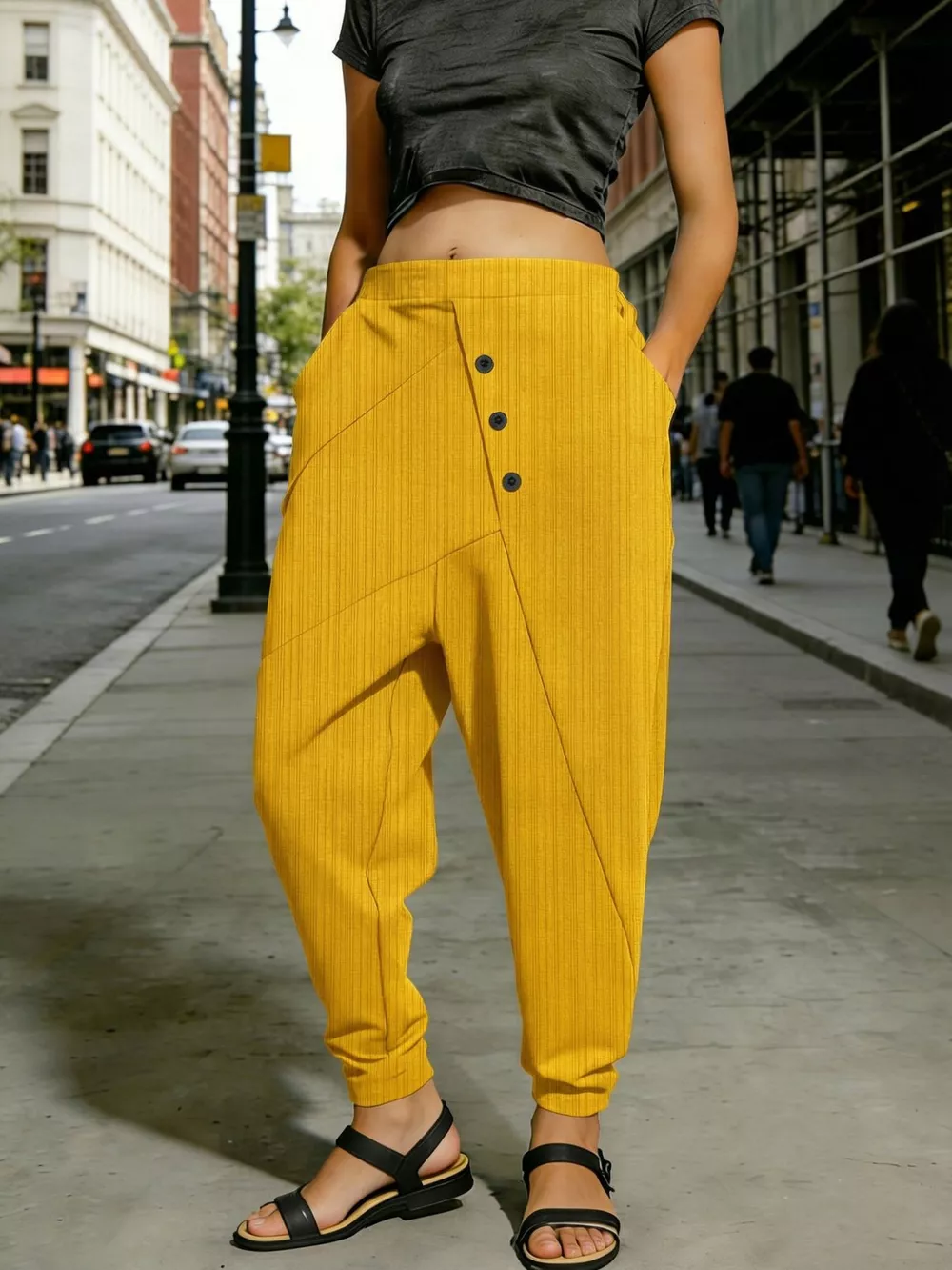 Plus Size Casual Elastic Waist Harem Pants, image 10