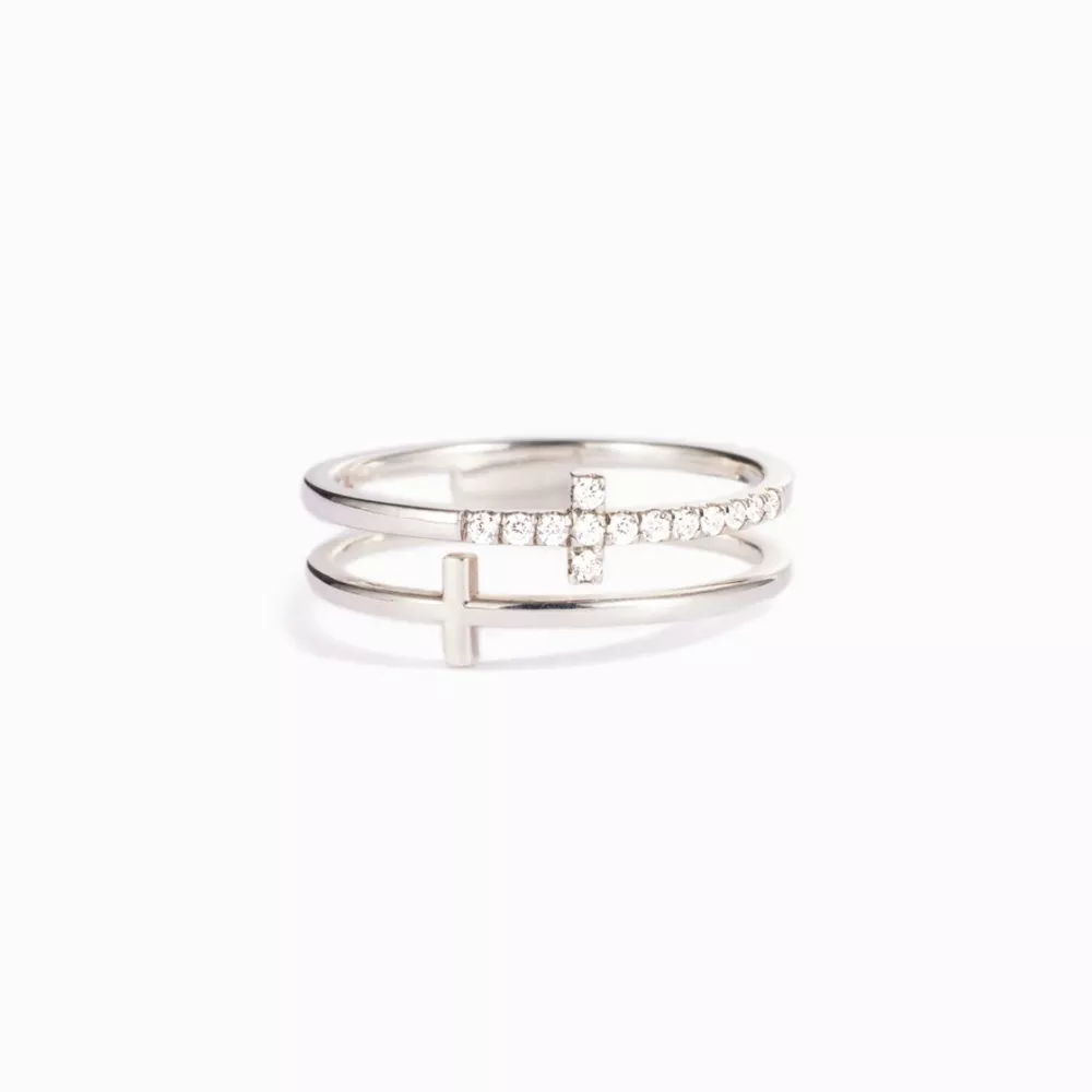Double Band Cross Ring, image 9