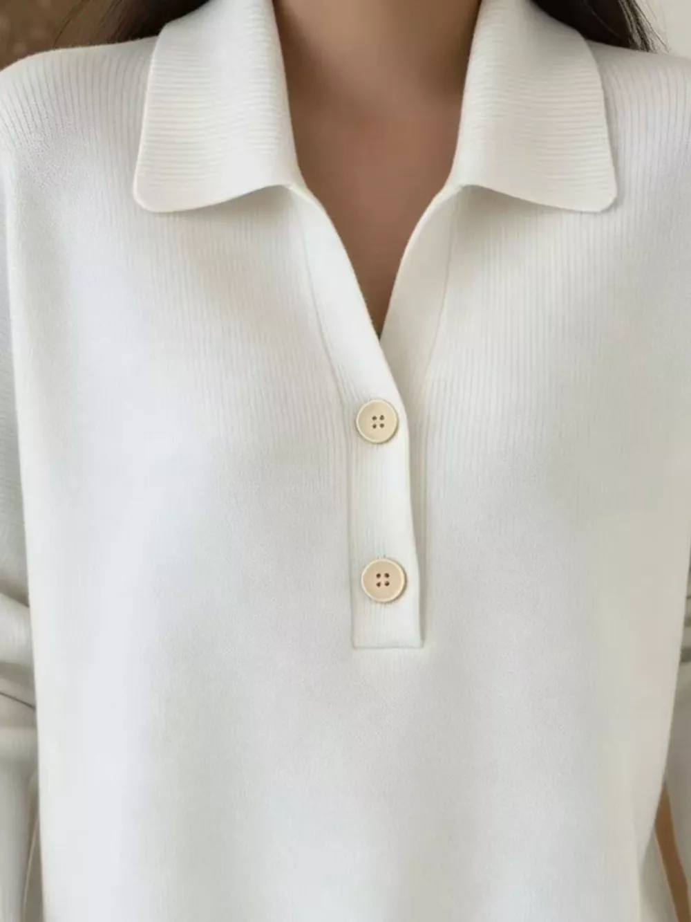 Full Size Button Detail Long Sleeve Sweater Plus Size, image 4