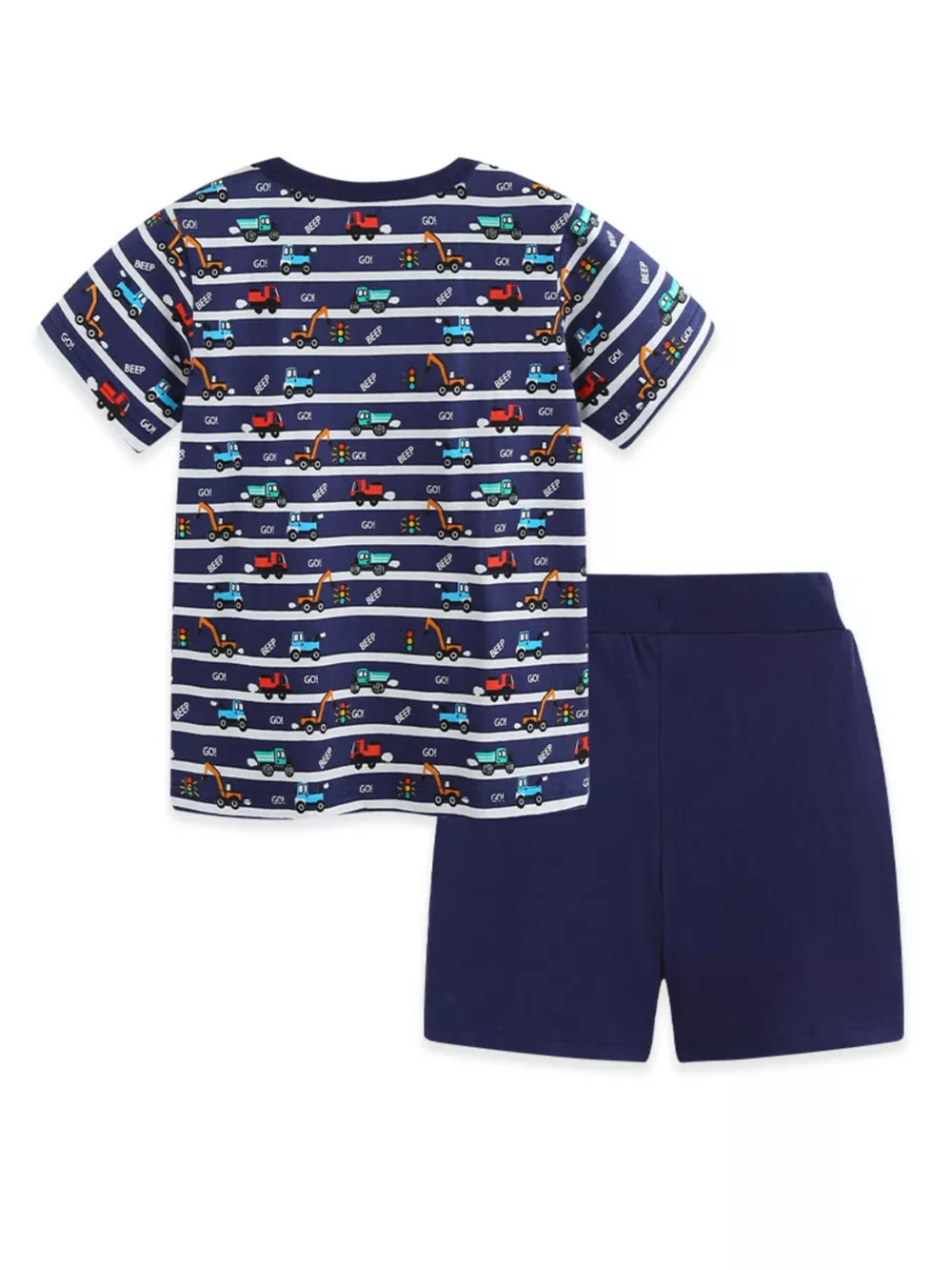 Children's Vehicle Print Striped Tee & Shorts Set, image 7
