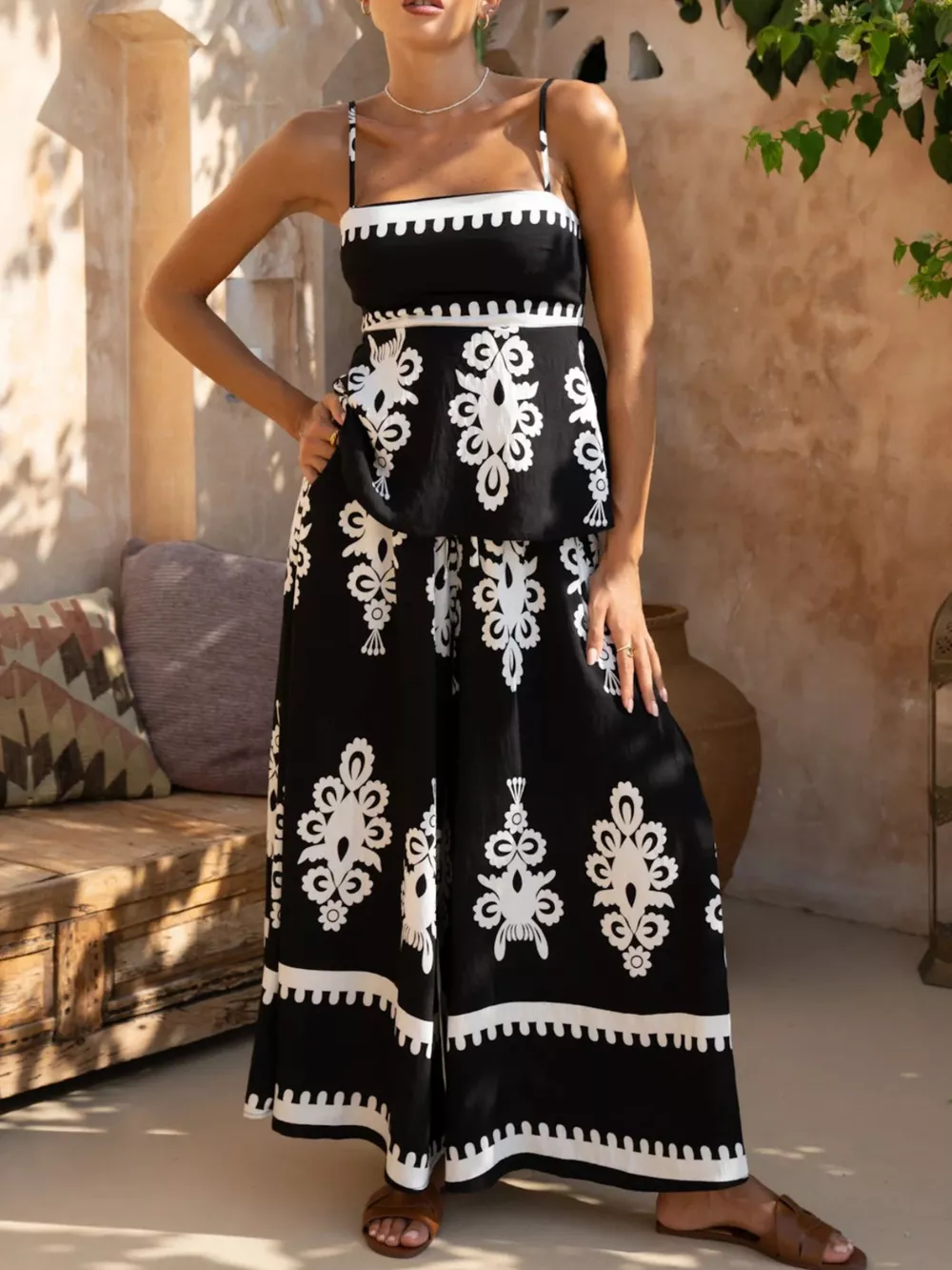 Printed Cami and Wide Leg Pants Set, image 13