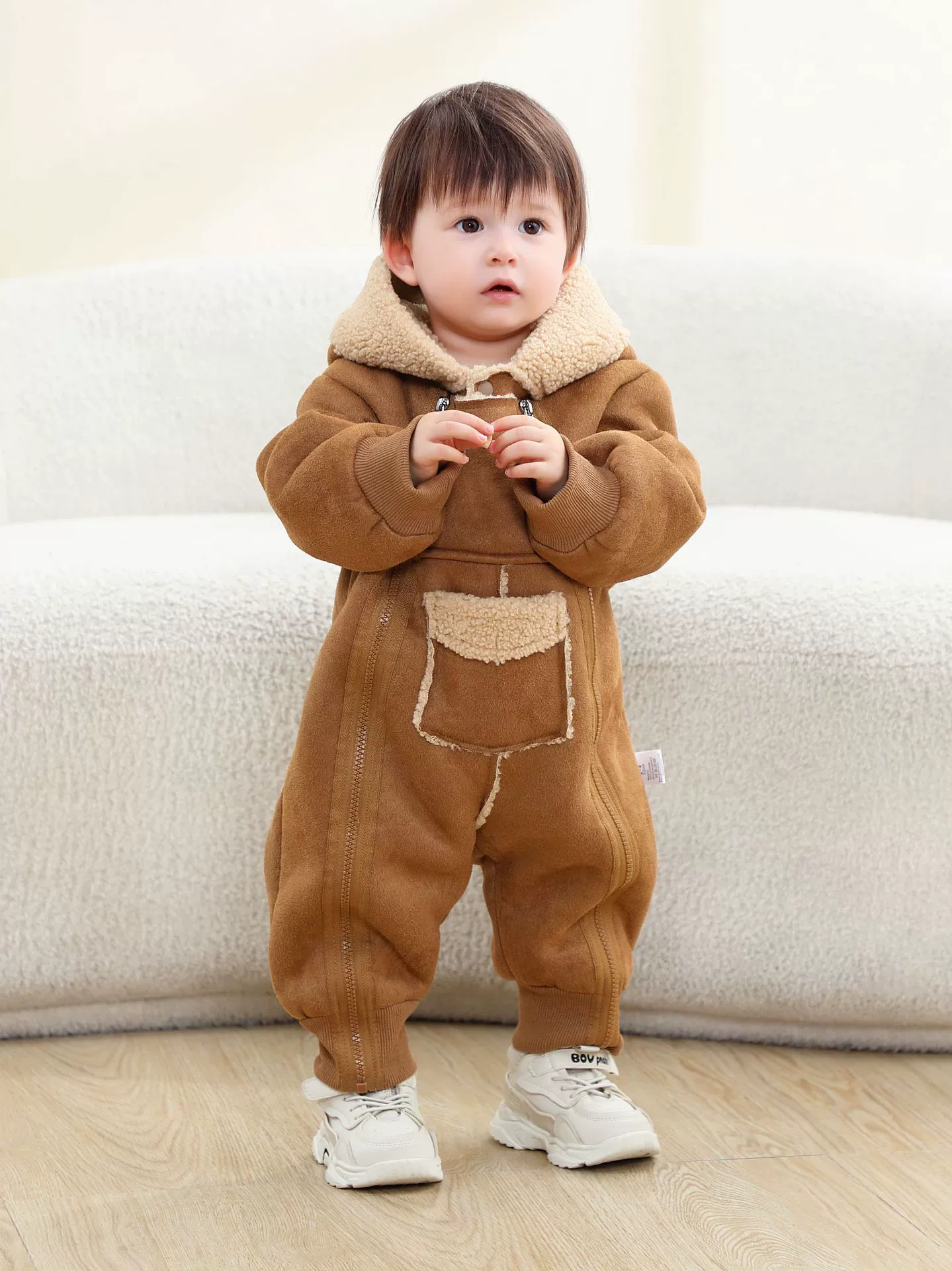 Children's Fleece Hooded One-Piece Jumpsuit, image 5
