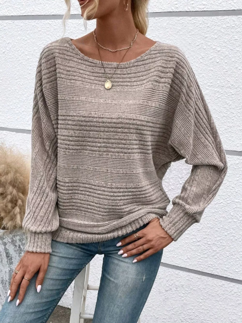 Relaxed Fit Ribbed Knit T-Shirt, image 5
