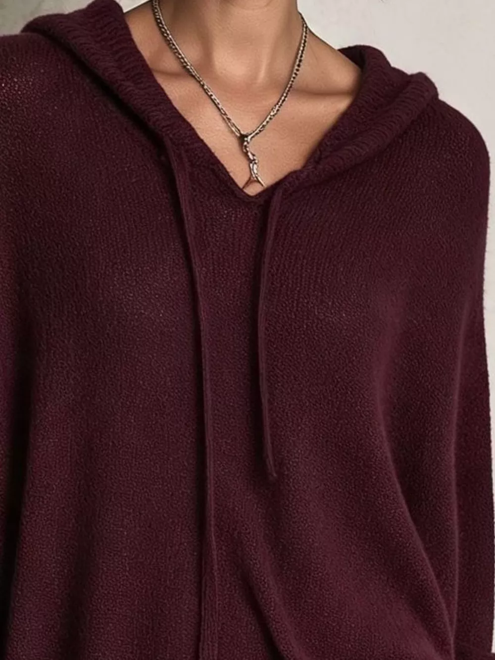 Full Size Drawstring Ribbed Hem Hooded Sweater Plus Size, image 7