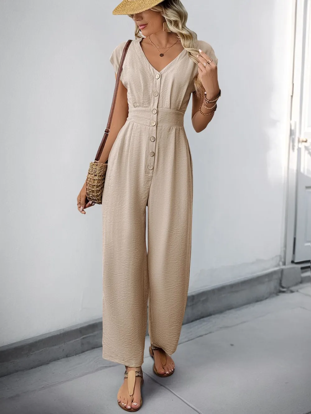 V-Neck Wide Leg Jumpsuit, image 7