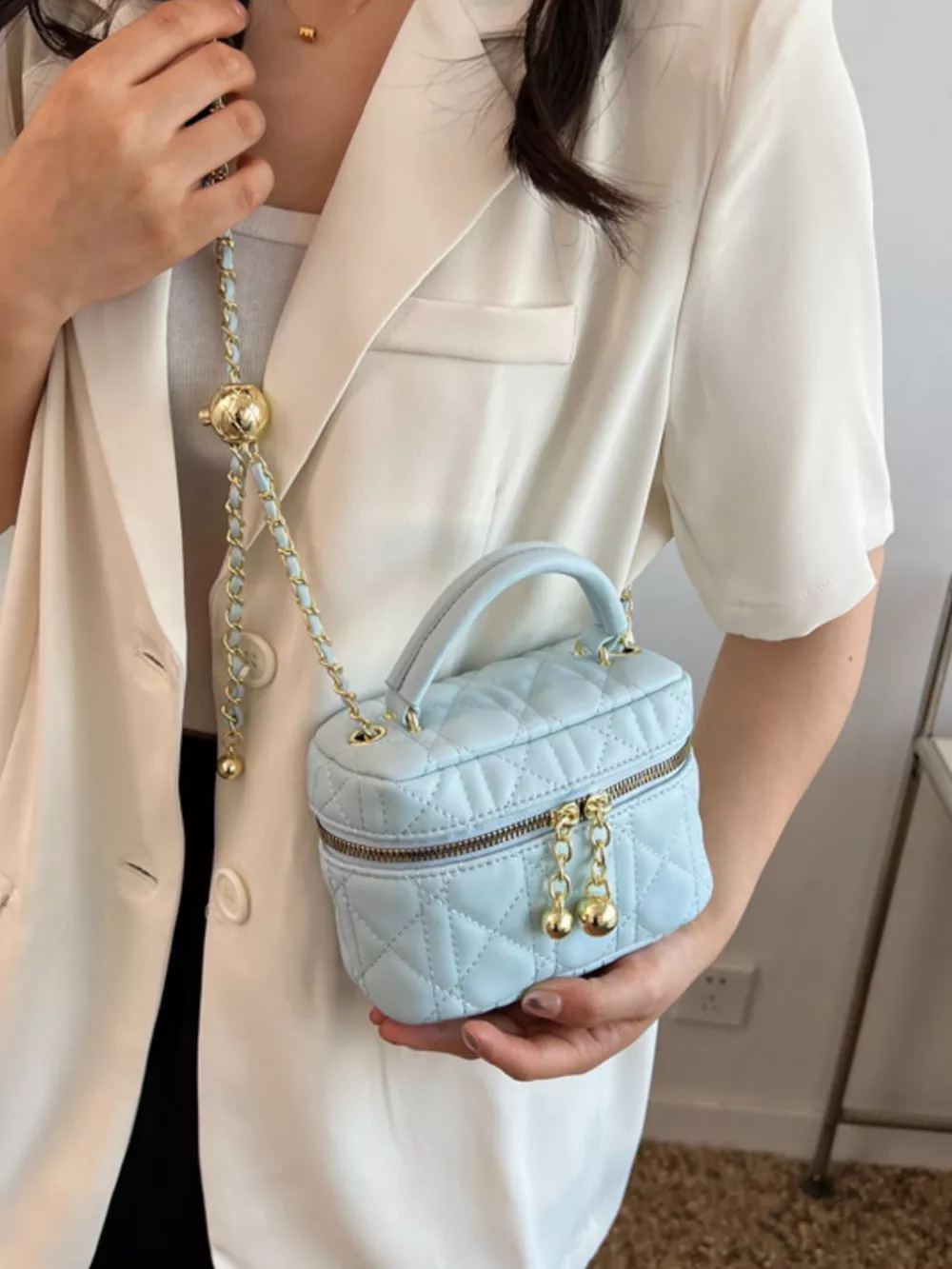 Quilted Top Handle Crossbody Bag, image 2