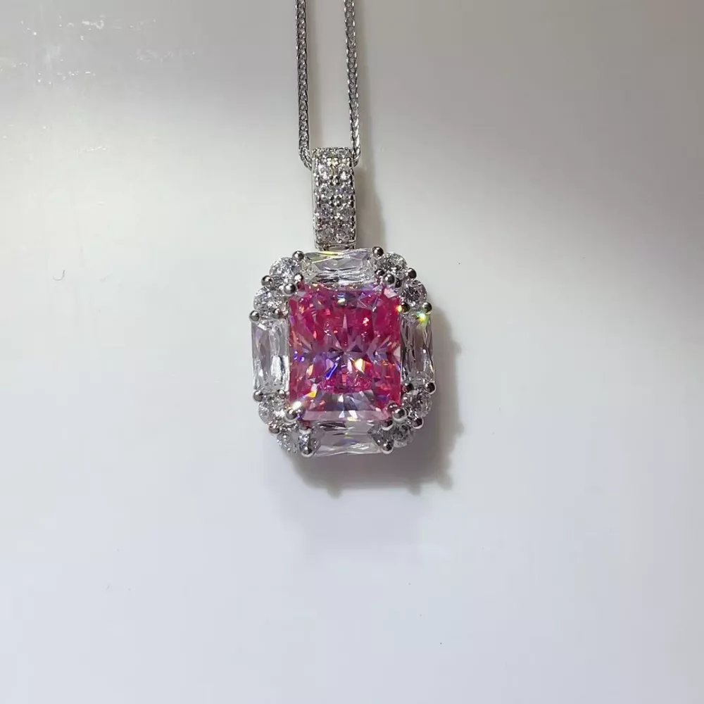 5 Carat Moissanite 925 Sterling Silver Pendant Necklace
