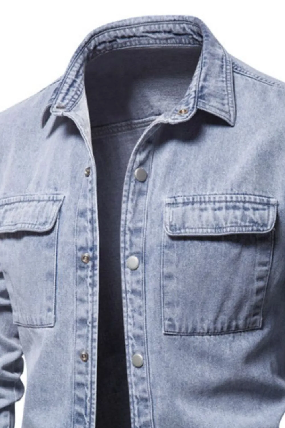 Men's Button Down Chest Pocket Denim Jacket, image 7