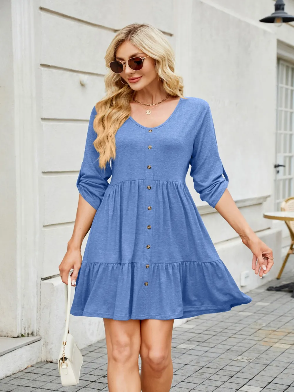 Tiered Ruched V-Neck Mini Dress, image 12