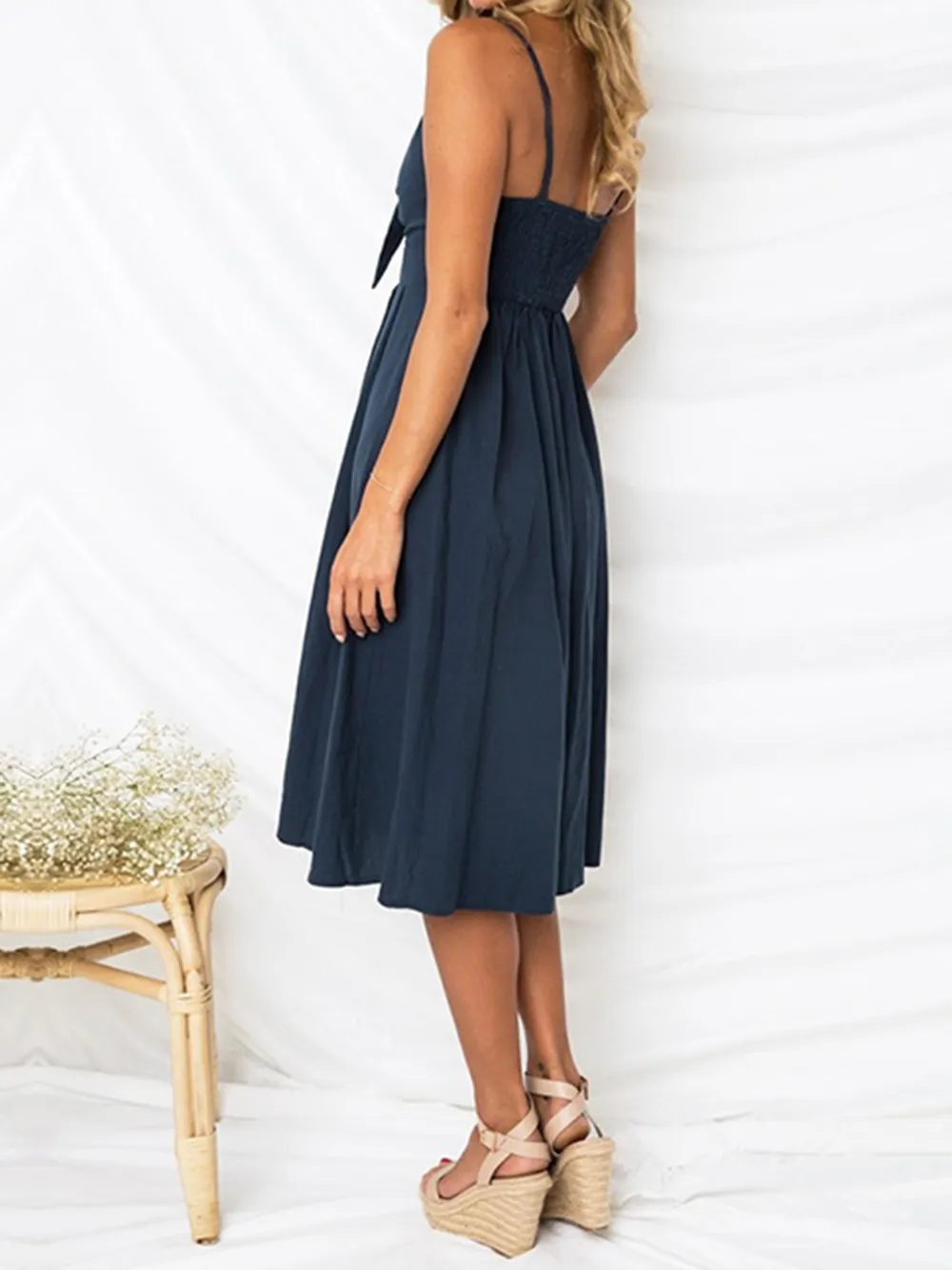 Cutout Smocked Sweetheart Neck Cami Dress, image 11