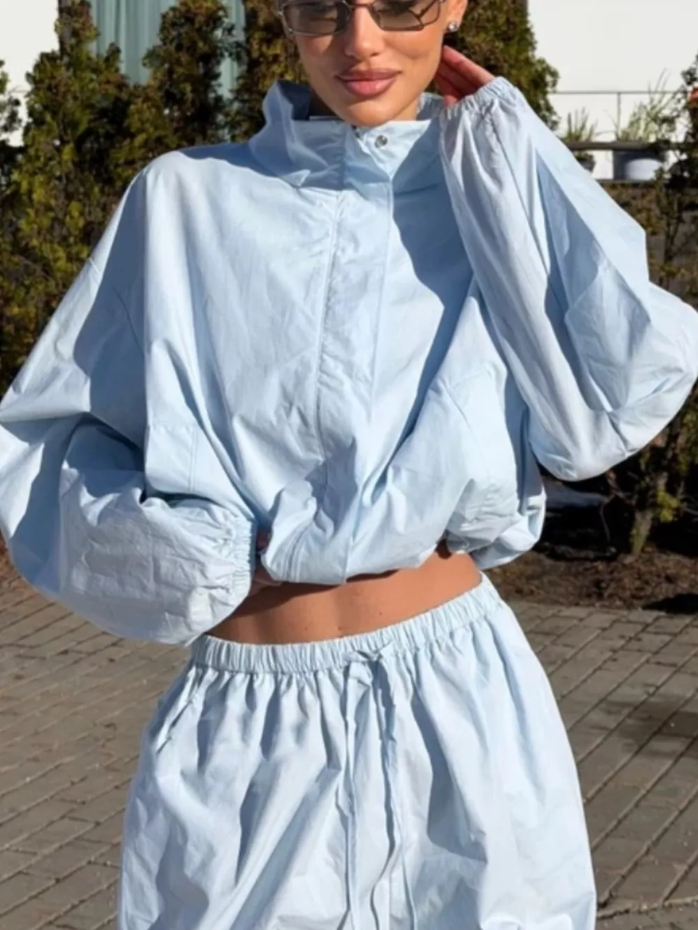 Drawstring Hem Crop Jacket and Wide-Leg Pant Set, image 13