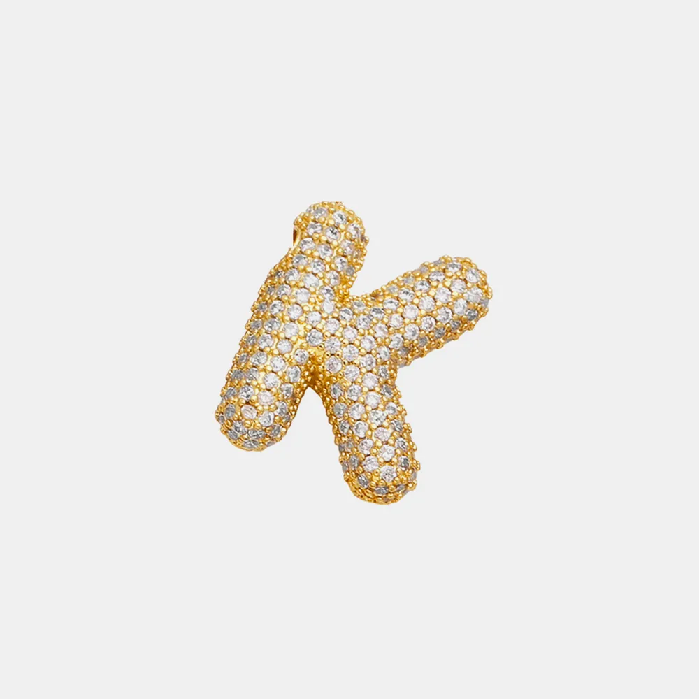 Inlaid Zircon Bubble Initial Necklace, image 13