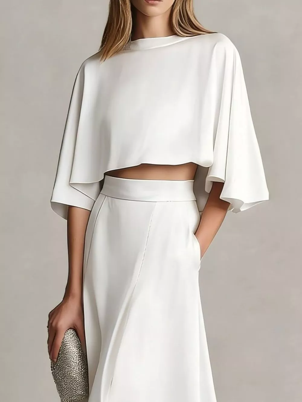Full Size Satin Crop Top and Maxi Skirt Two-Piece Set Plus Size, image 9