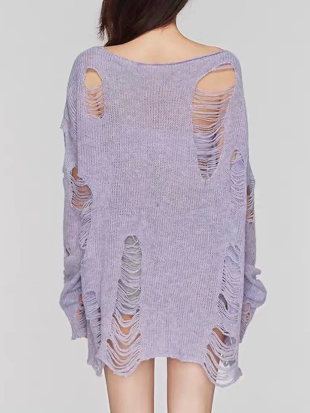Distressed Boat Neck Knit Cover Up, image 9