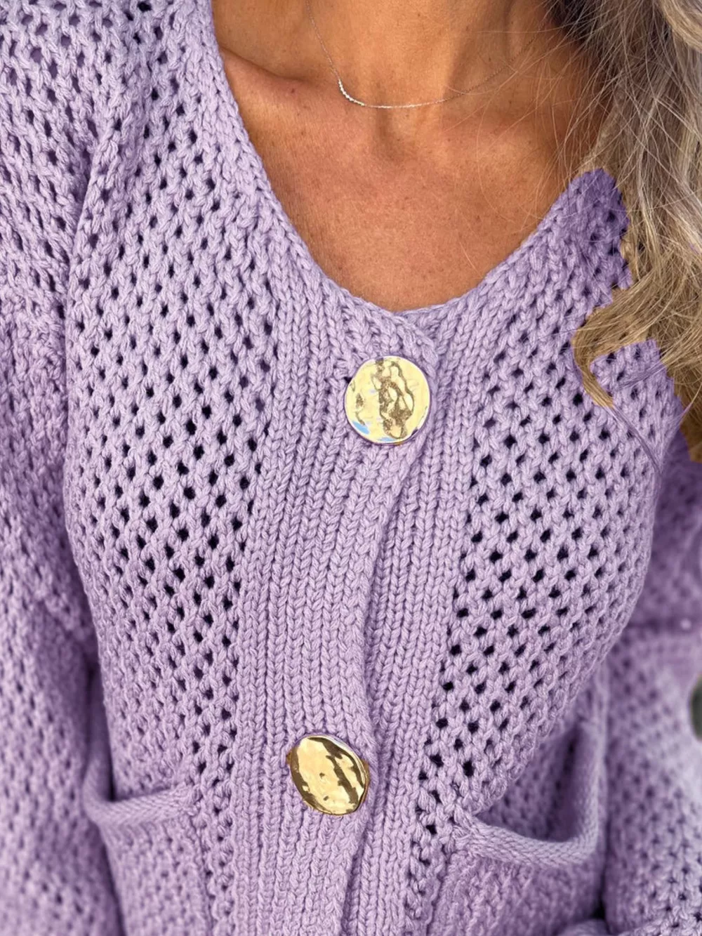 Crochet Button Up Long Sleeve Cardigan, image 19