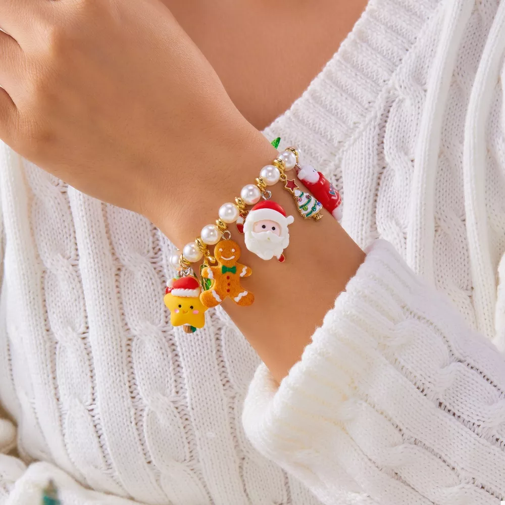 Christmas Charm Pearl Bracelet, image 3
