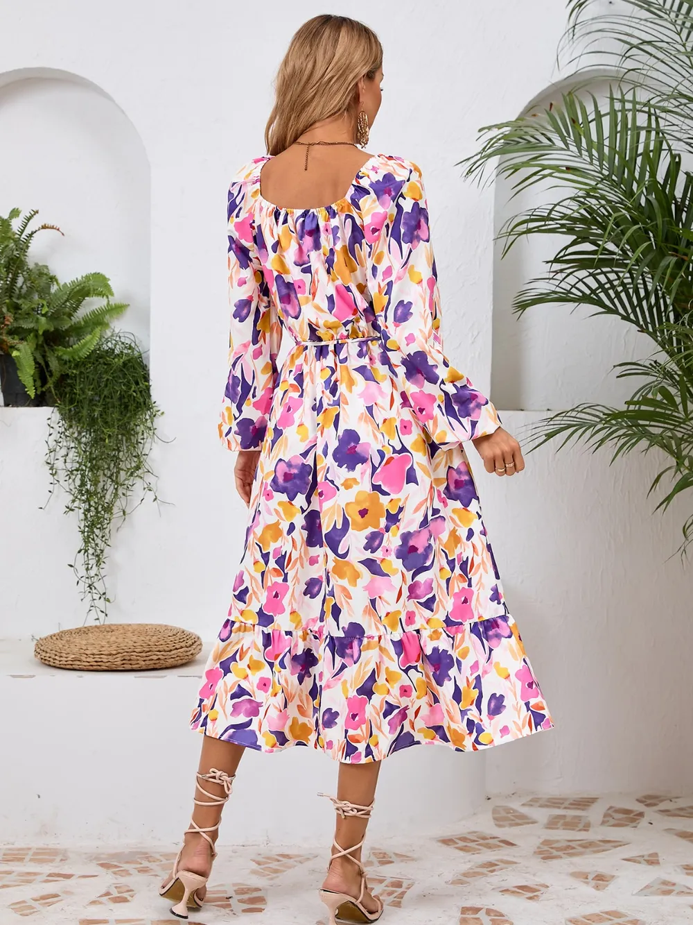 Printed Long Sleeve Midi Dress, image 30