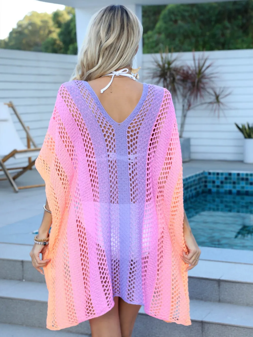 Rainbow Gradient Crochet Beach Cover Up, image 12