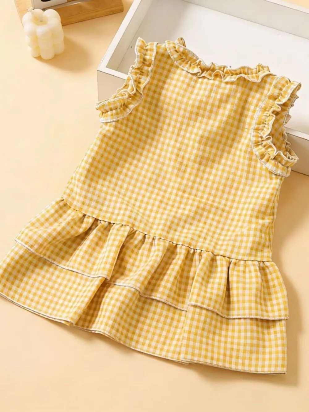 Children's Ruffled Gingham Sleeveless Dress, image 14