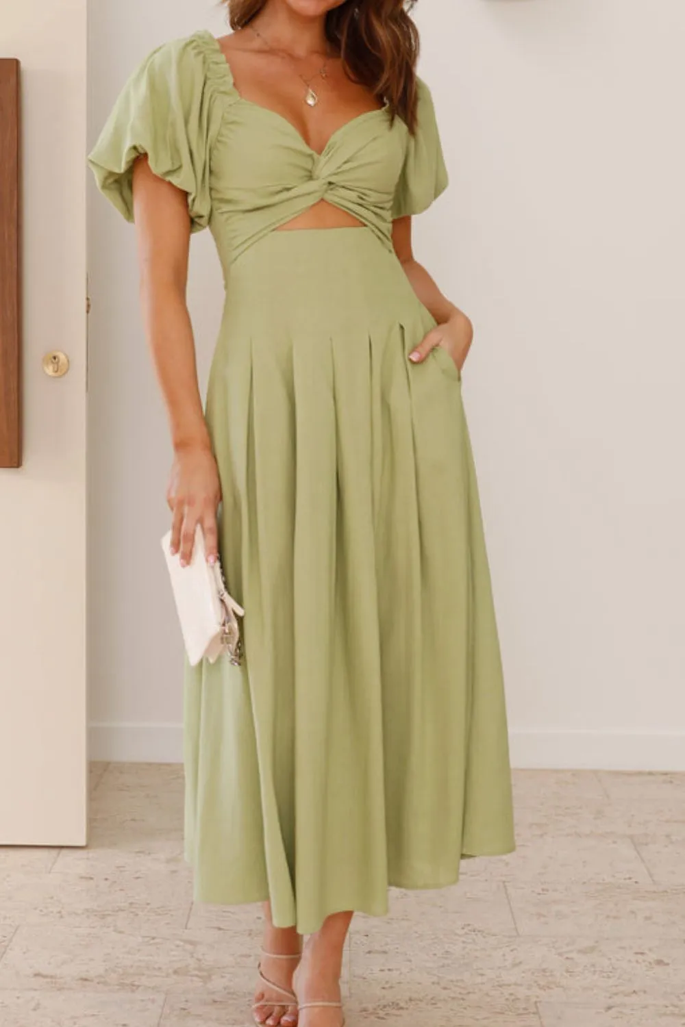 Sweetheart Neck Puff Sleeve Dress, image 28