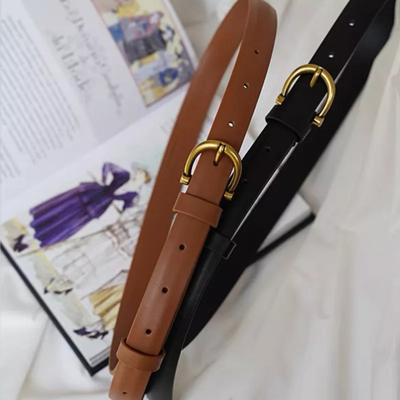 Leather Belt with Golden Buckle, image 4