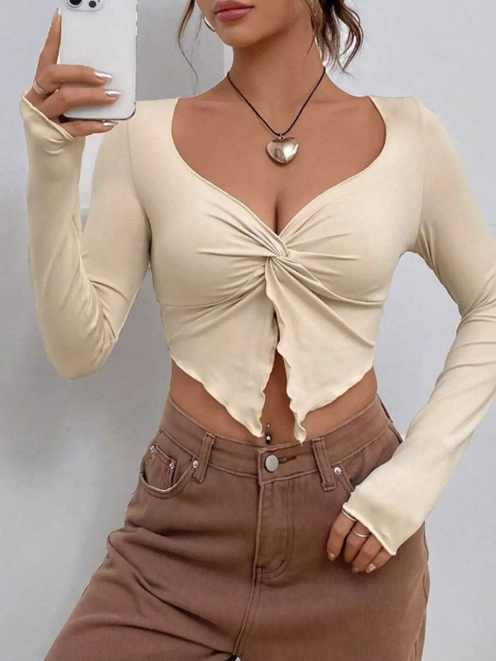 Twisted Front Long Sleeve T-Shirt, image 6