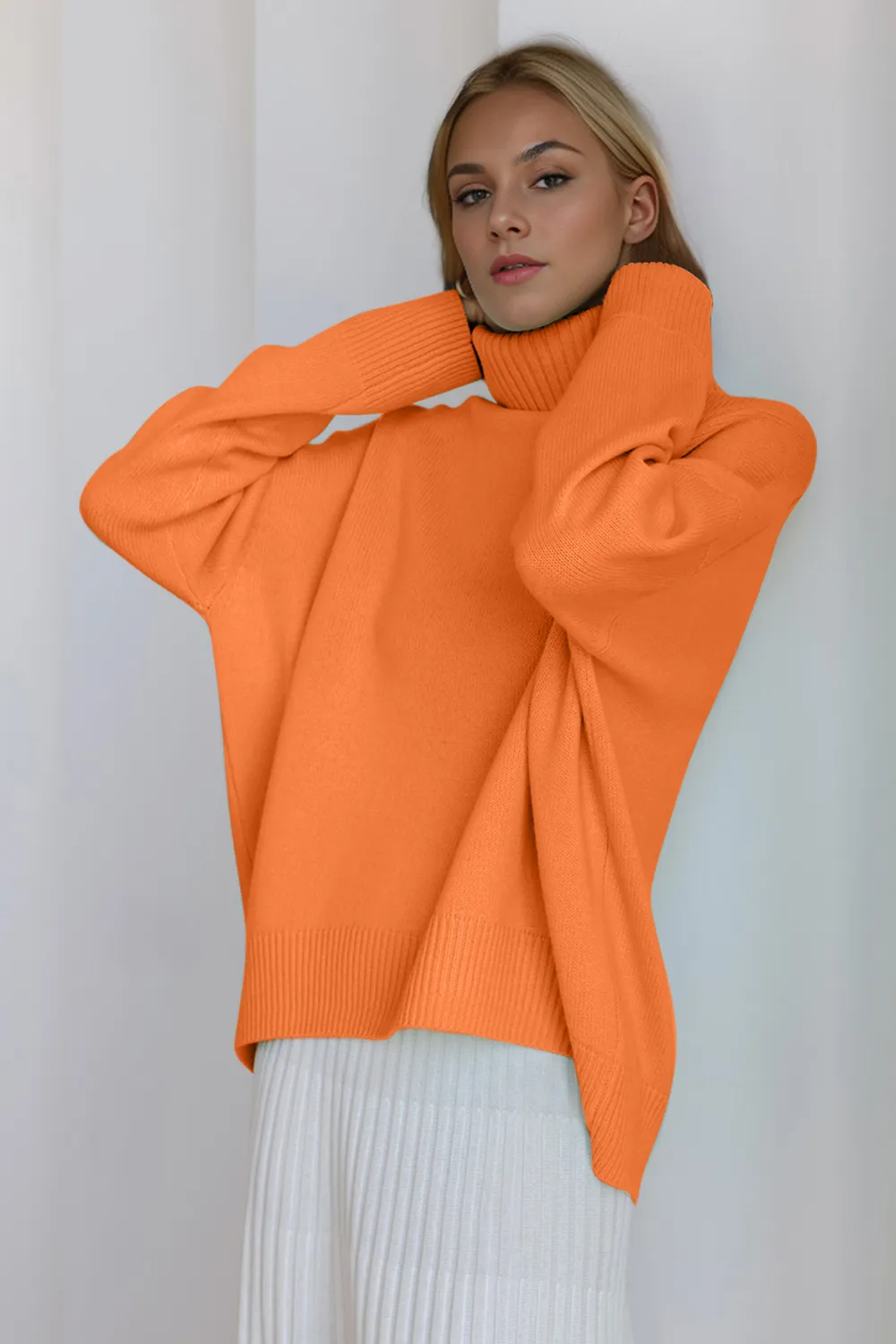 Turtleneck Dropped Shoulder Long Sleeve Sweater, image 32