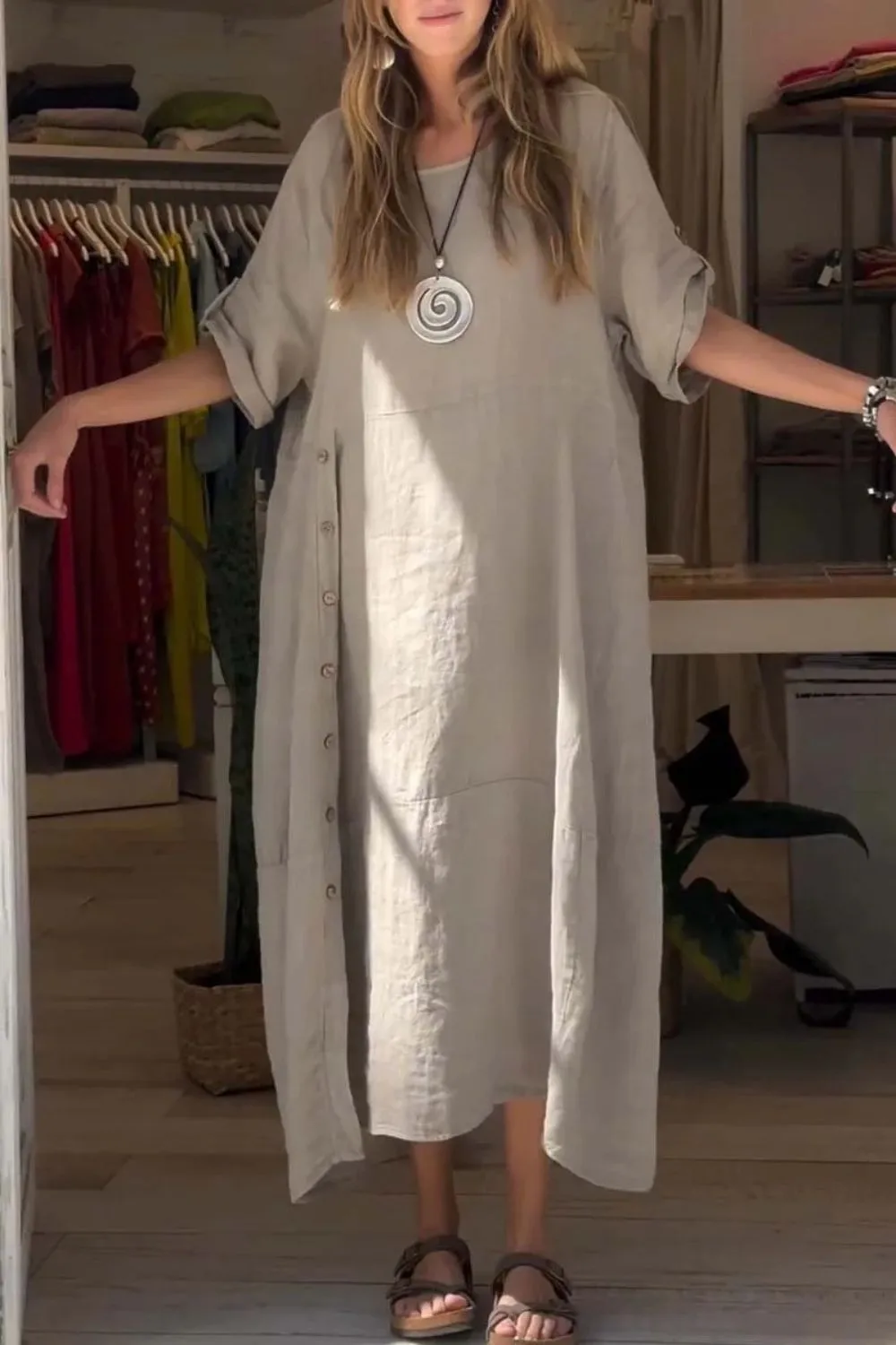 Full Size Relaxed Fit Short Sleeves Dress Plus Size, image 14