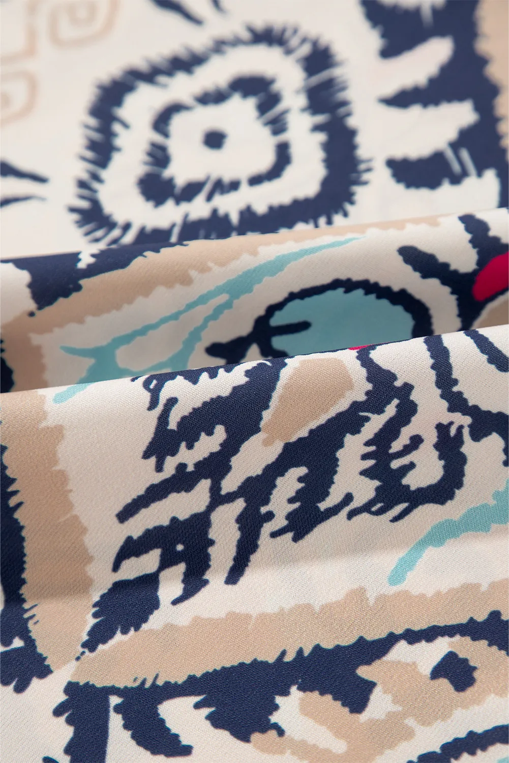 Printed Notched Half Sleeve Blouse, image 4