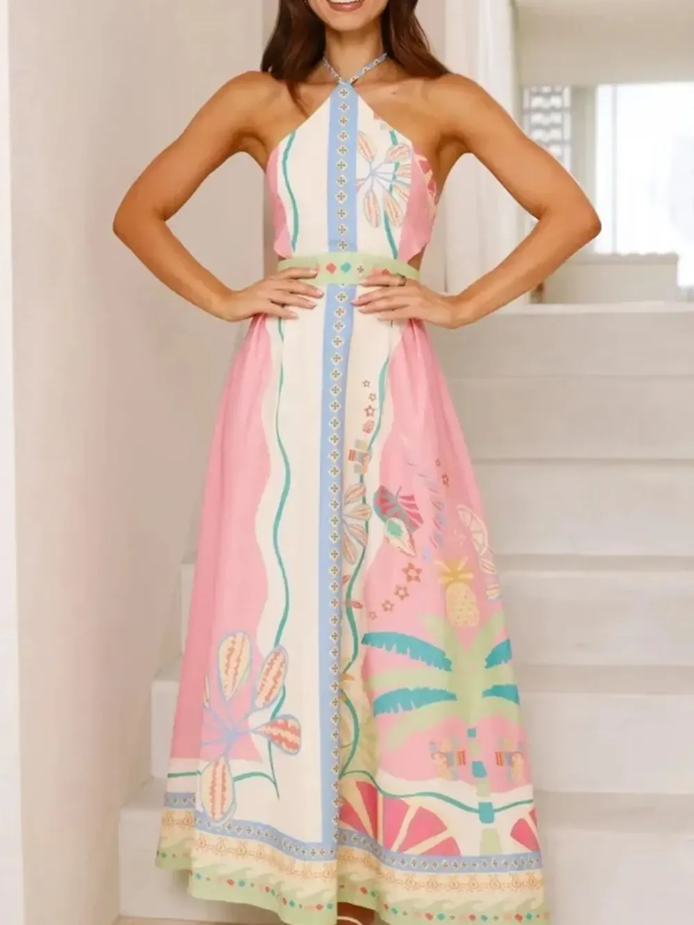 Halter Neck Printed Maxi Dress, image 6