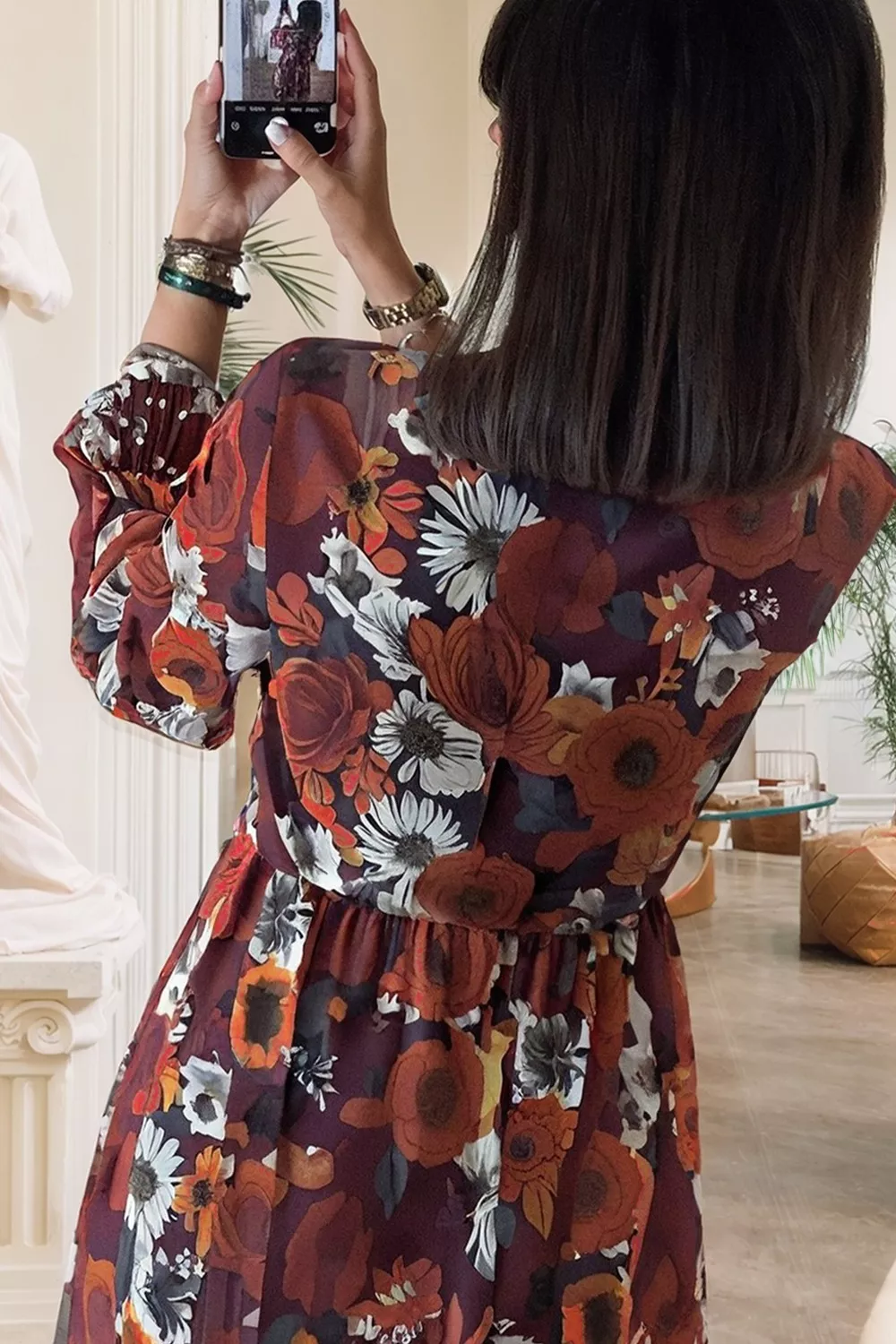 Floral Print Balloon Sleeve Mini Dress, image 3