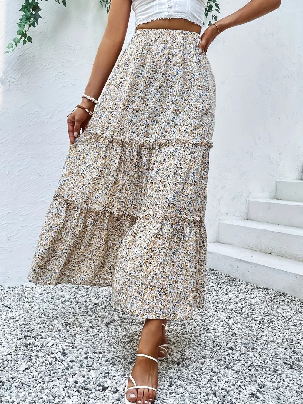 Frill Tiered Printed Skirt, image 5