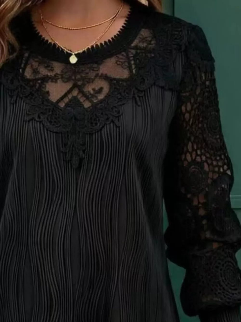 Lace Patchwork Long Sleeve Blouse, image 8