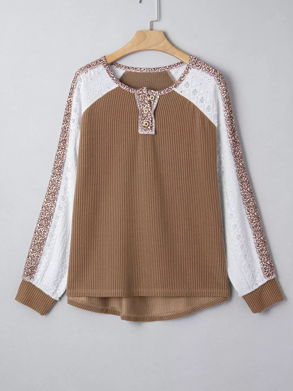 Leopard Trim Raglan Sleeve Top, image 17