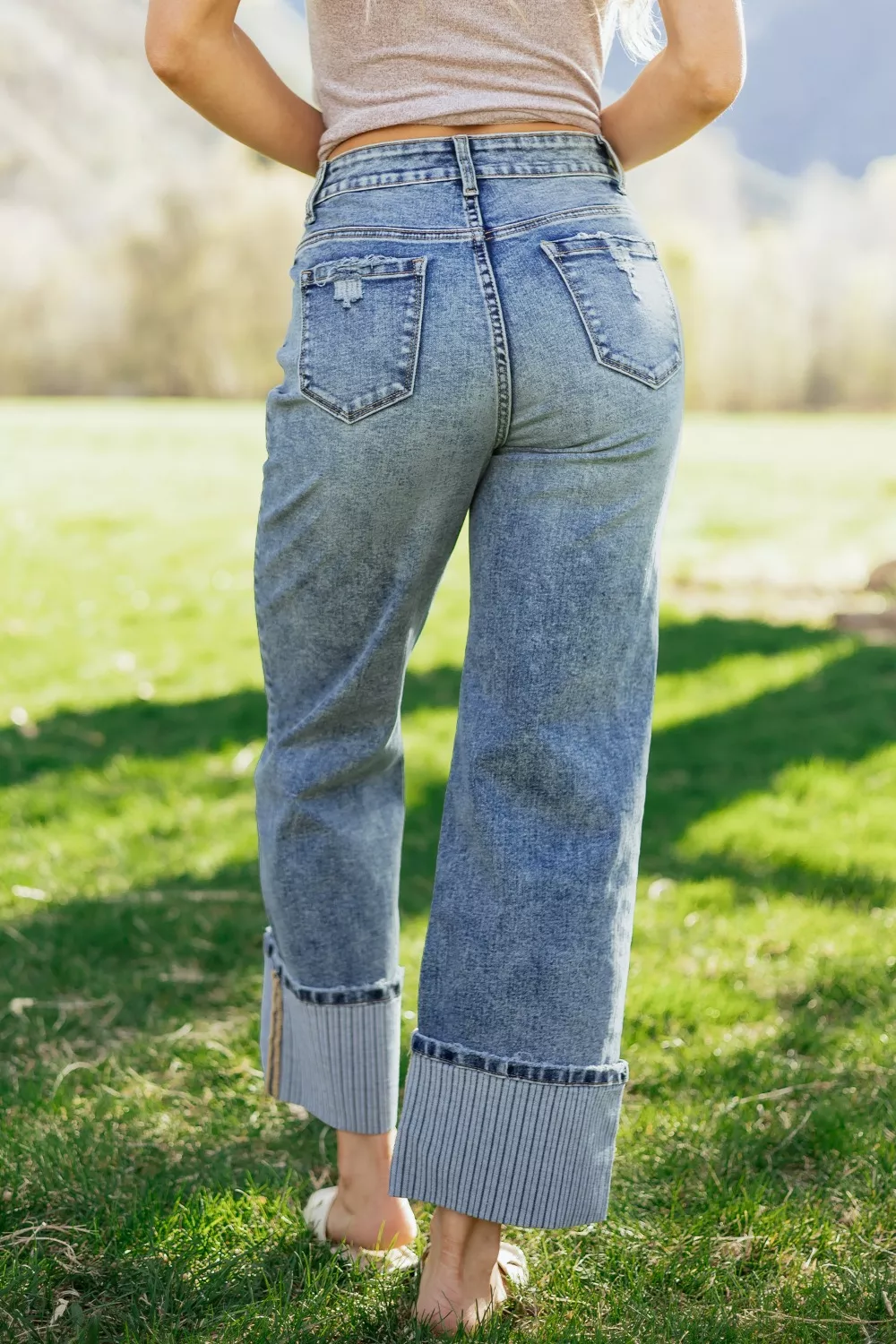 Cuffed Straight Loose Jeans, image 2