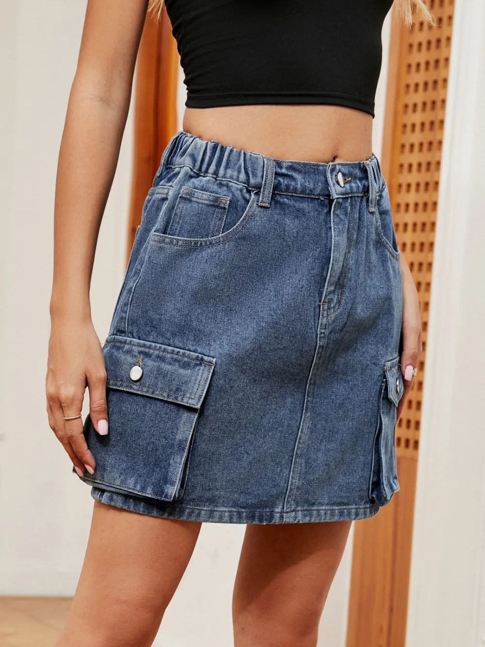 High Waist Denim Skirt, image 6