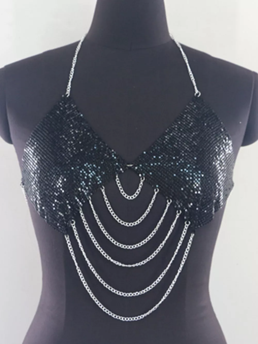 Metallic Chainmail Halter Cami Top, image 11