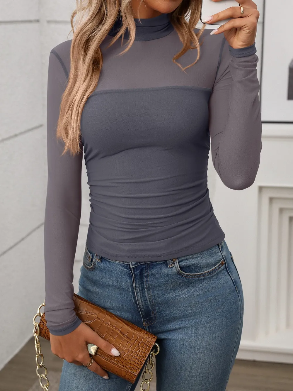 Mock Neck Long Sleeve Top, image 21