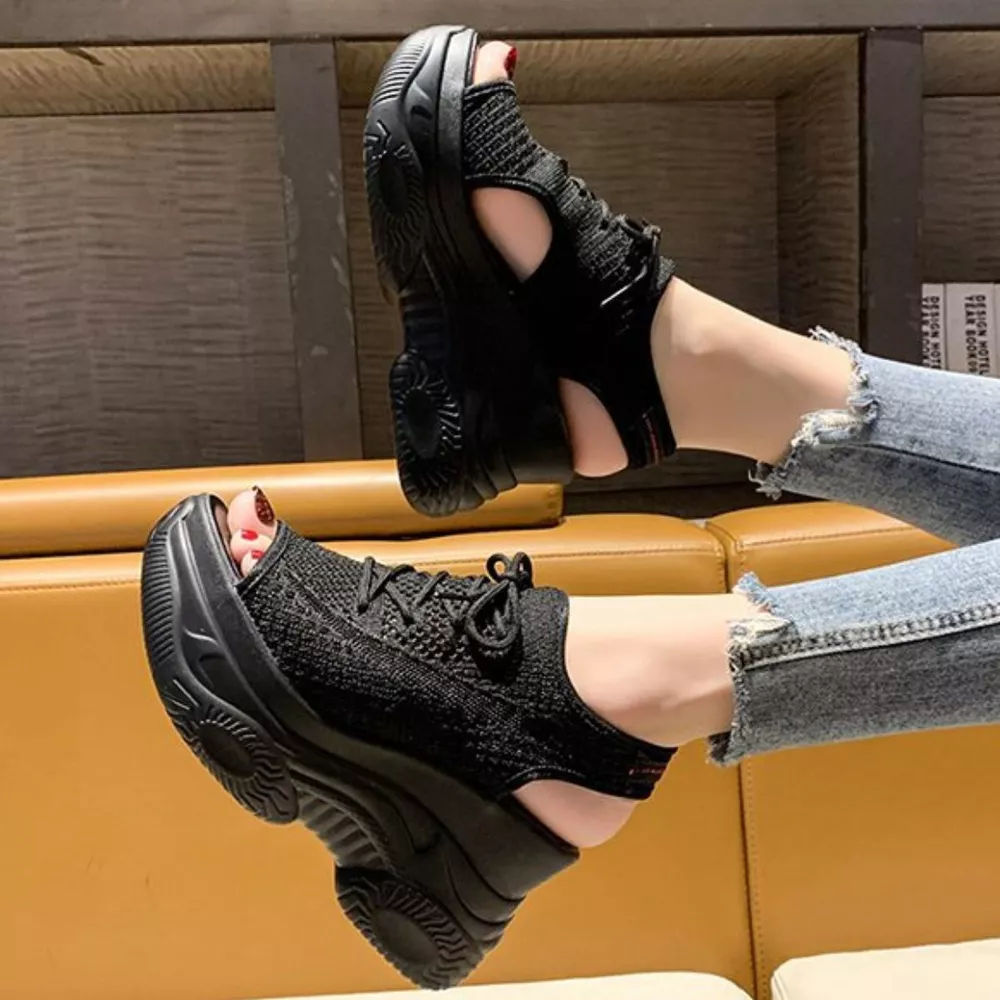 Breathable Mesh Platform Sandals, image 6