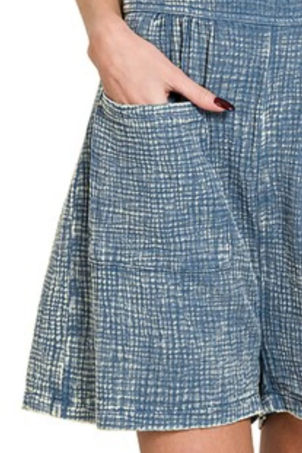Woven Double Gauze Acid Washed Romper, image 3