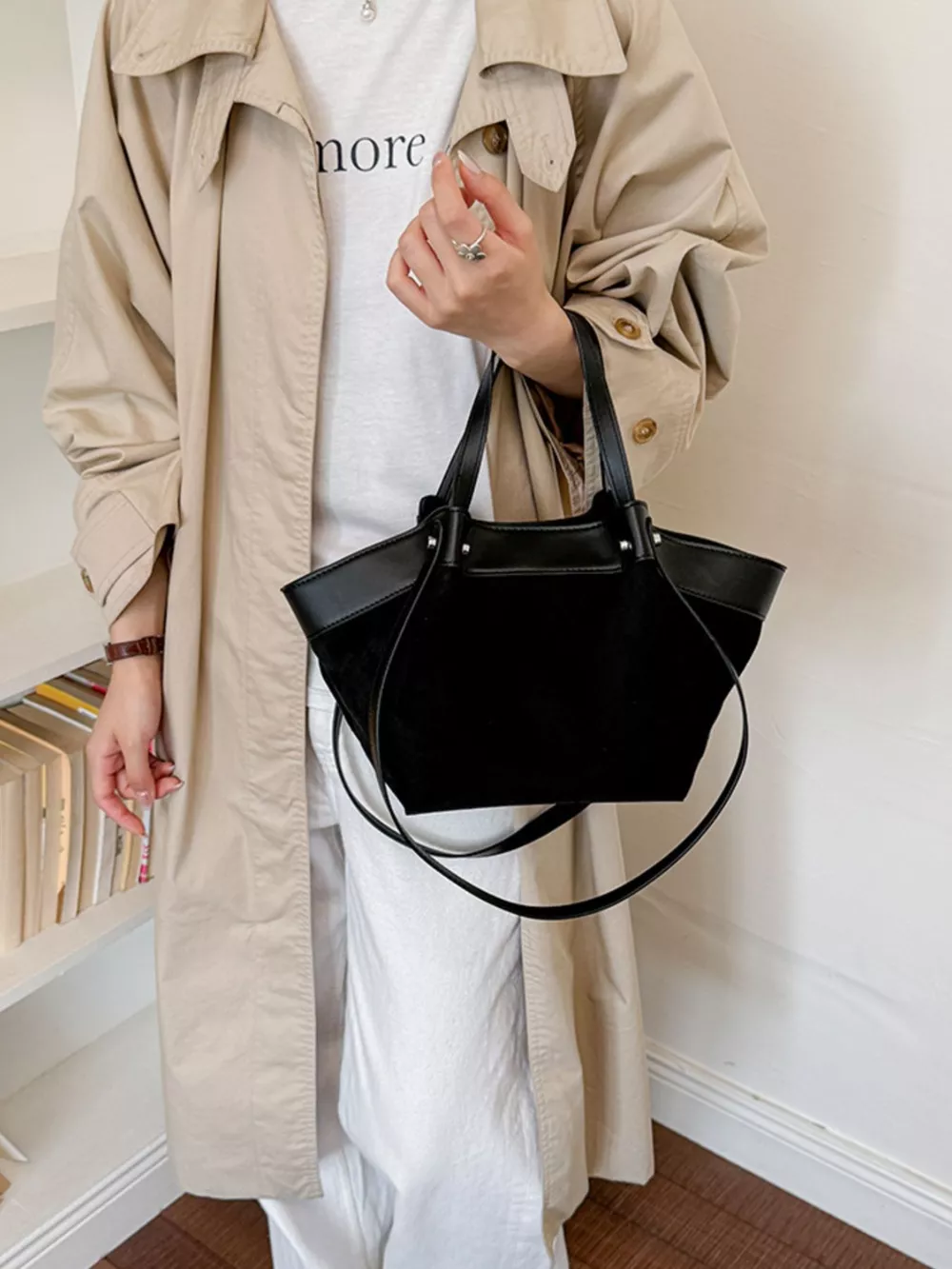 Leather Trim Tote Bag, image 2