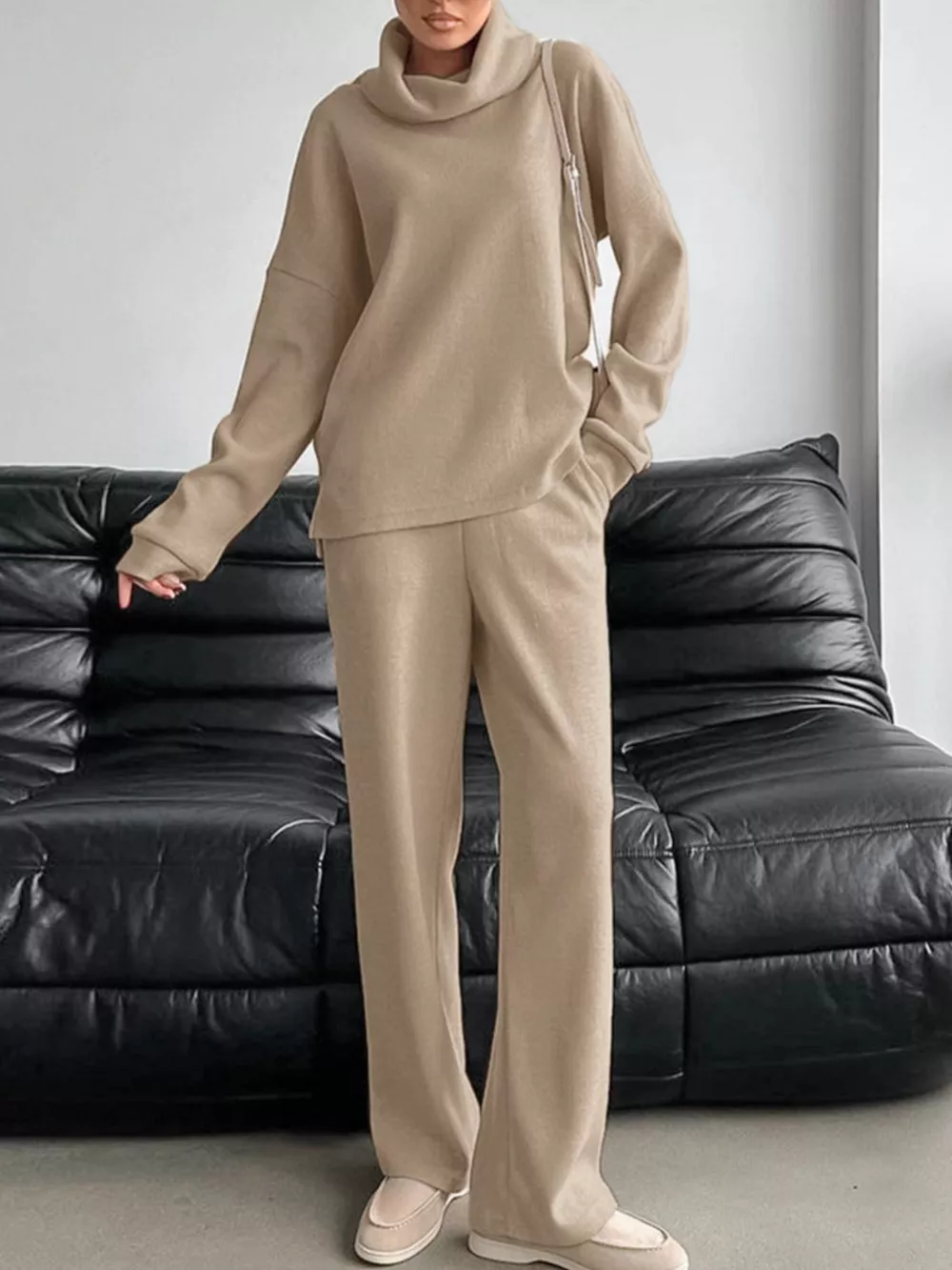 Turtleneck Long Sleeve Top and Pants Set, image 2