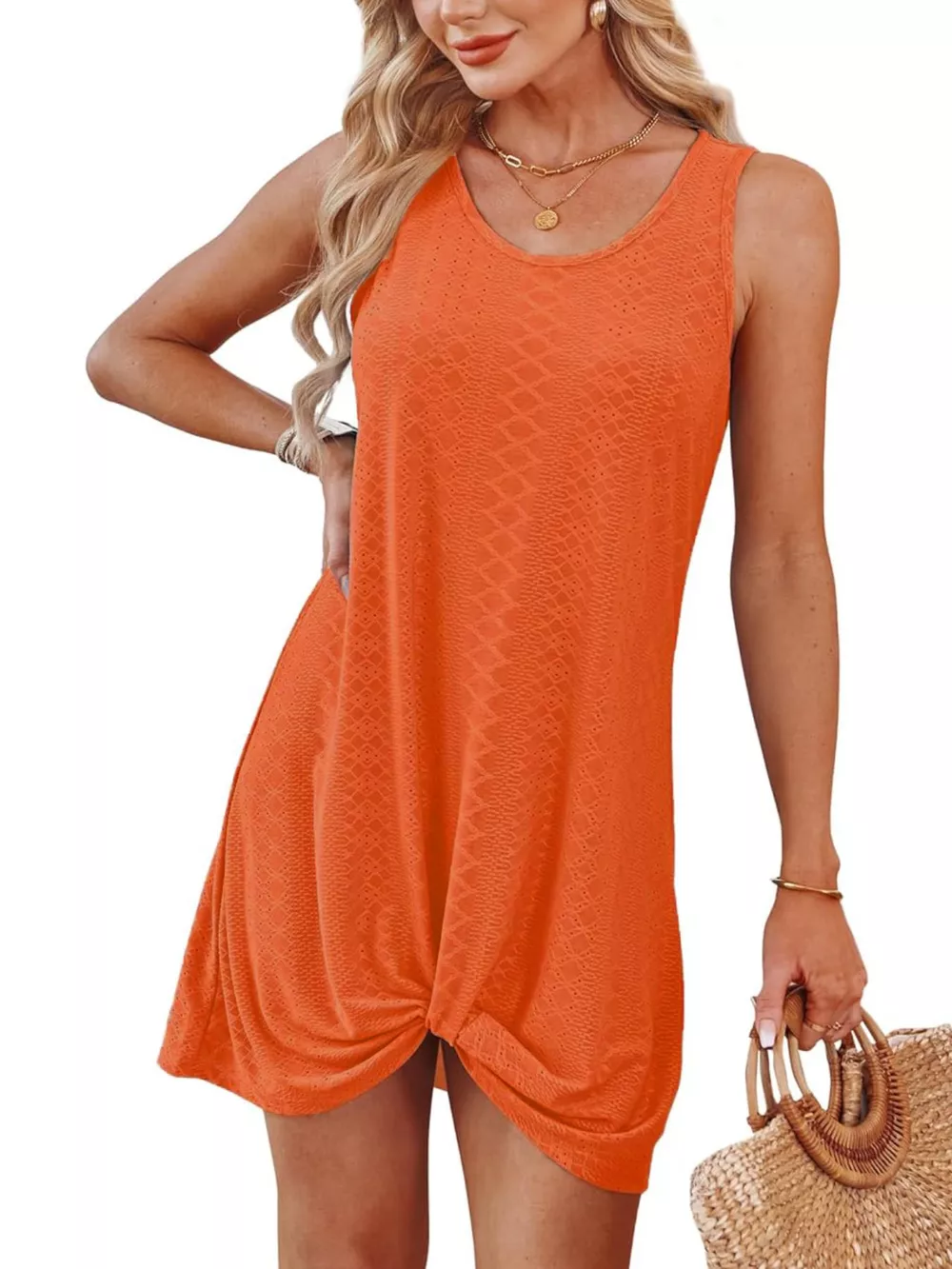 Sleeveless Knotted Hem Tank Dress, image 18